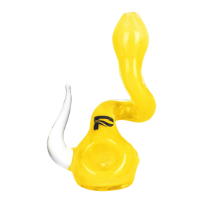 Pulsar Glass Twisted Standup Hand Pipe, Compact 4" Design, Yellow Borosilicate, For Dry Herbs