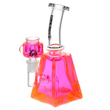 Pulsar Glycerin Series Squared Water Pipe in vibrant pink-orange gradient, 90-degree joint, front view