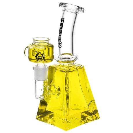 Pulsar Glycerin Series Squared Water Pipe in yellow, compact 7" height, 90-degree joint, for dry herbs