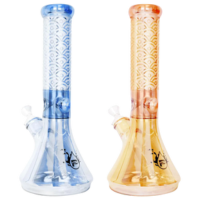 Pulsar GQ Clean Design Water Pipes in blue and amber, 12.75" height with slit-diffuser percolator