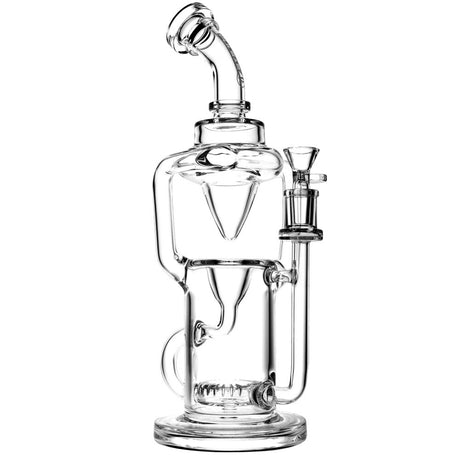 Pulsar Gravity Fed Water Pipe, 12.5" Clear Borosilicate Glass, 14mm Female Joint, Front View