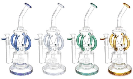 Pulsar Gravity Recycler Water Pipes in various colors, 13" height, 14mm joint, front view