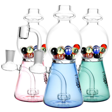 Pulsar Gumball Machine Rigs in assorted colors with borosilicate glass, front view on white background