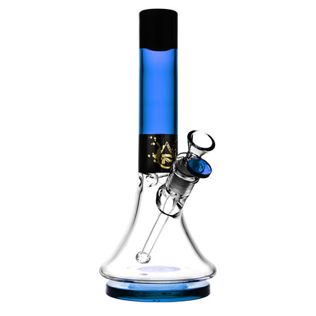 Pulsar High Class Beaker Bong, 10.5" Borosilicate Glass, Front View with Blue Accents