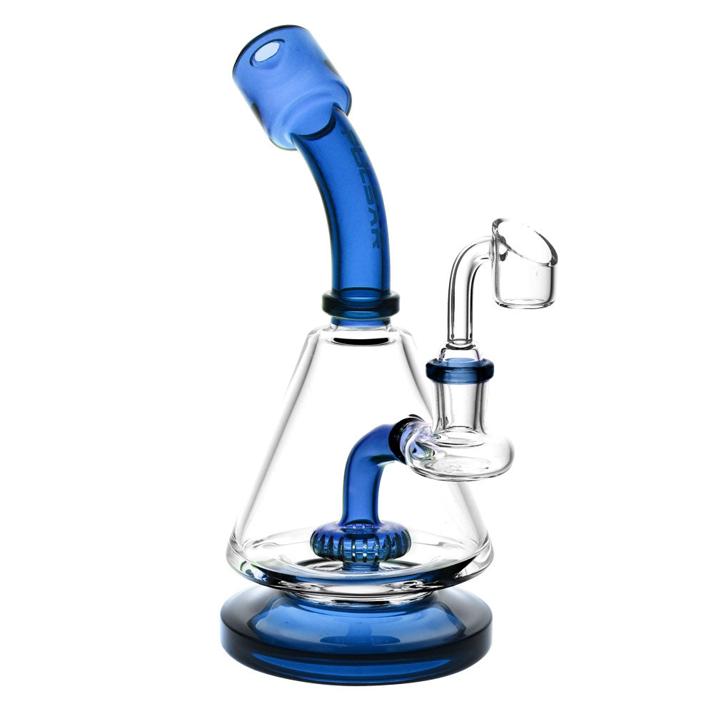 Pulsar Lab Flask Rig with Quartz Banger, 8" 14mm Female in Assorted Colors, Front View