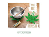 Pulsar Leaf Silicone Trivet in green, 7" x 8" size, with non-slip feature and heat resistance