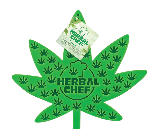 Pulsar Leaf Silicone Trivet in green with cannabis leaf design, ideal for kitchen use