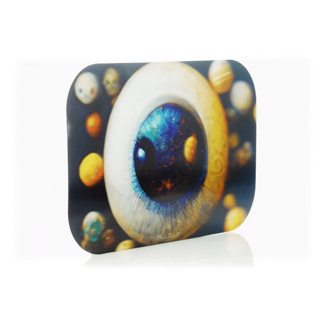 Pulsar Magnetic Rolling Tray Lid with 3D Planet Watcher Eye Design, 11"x7", Front View