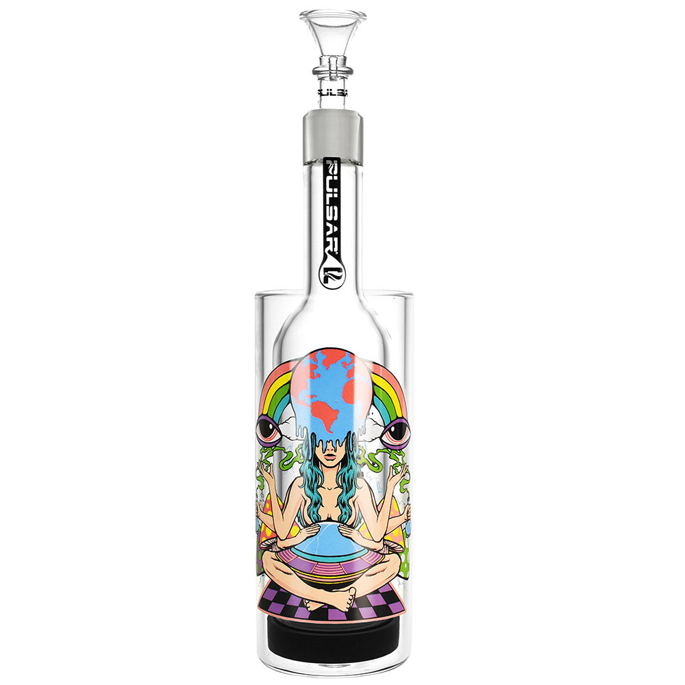 Pulsar Meditation Gravity Bong with Colorful Psychedelic Artwork - Front View