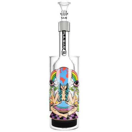 Pulsar Meditation Gravity Bong with Colorful Psychedelic Artwork - Front View