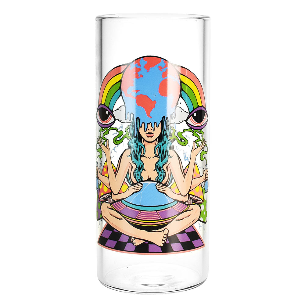 Pulsar Meditation Gravity Water Pipe with vibrant artwork, front view on white background