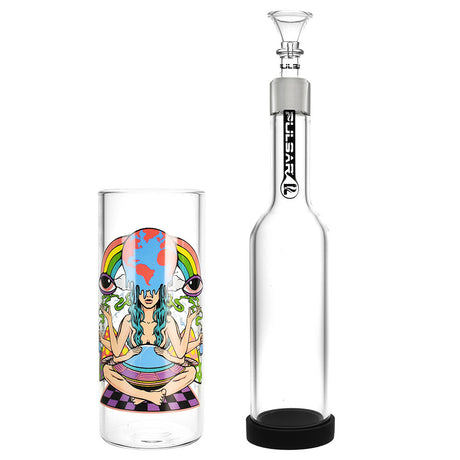 Pulsar Meditation Gravity Bong, 11.5" Tall, Borosilicate Glass, Front and Side View