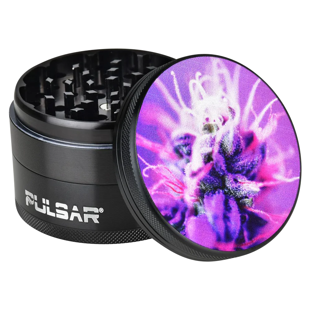 Pulsar Metal Grinder with Flowering Design, 2.5" Diameter, Portable and Compact