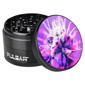 Pulsar Metal Grinder with Flowering Design, 2.5" Diameter, Portable and Compact