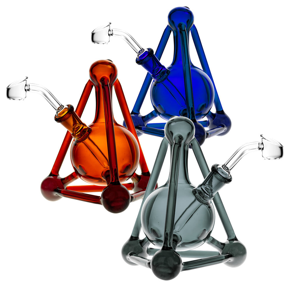 Pulsar Mini Aerospace Oil Rigs in assorted colors with borosilicate glass, 14mm female joint - front view