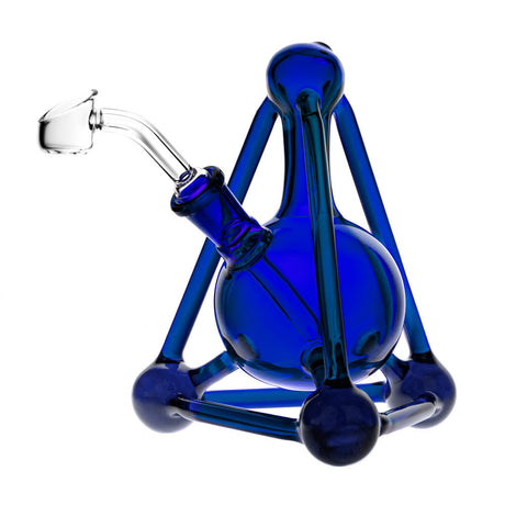 Pulsar Mini Aerospace Oil Rig in blue, 5.75" tall with a 14mm female joint, made of borosilicate glass
