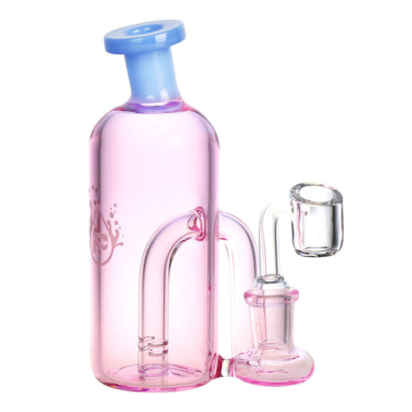 Pulsar Mini Bottle Rig in Pink Borosilicate Glass with Quartz Banger for Concentrates, Front View