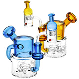 Pulsar Mini Chug Recycler Dab Rigs with Caps in Blue and Amber, Compact Design