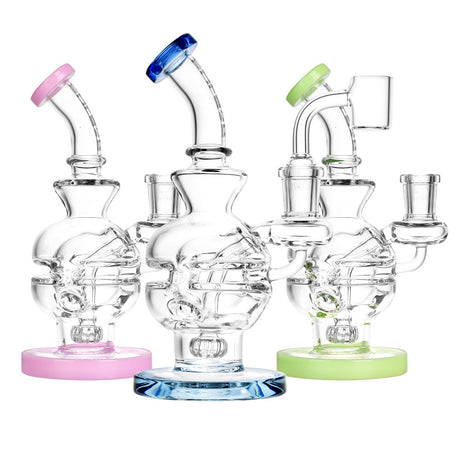 Pulsar Mini Egg Dab Rigs in assorted colors with quartz banger, compact design for portability
