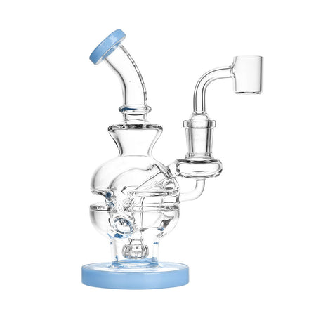 Pulsar Mini Egg Dab Rig with Quartz Banger, 90 Degree Joint, Front View on White Background