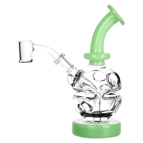 Pulsar Mini Holey-Egg Dab Rig with 45 Degree Quartz Banger, Side View on White