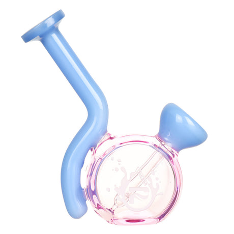 Pulsar Mini Travel Water Pipe with Fixed Bowl, Borosilicate Glass, Blue & Pink