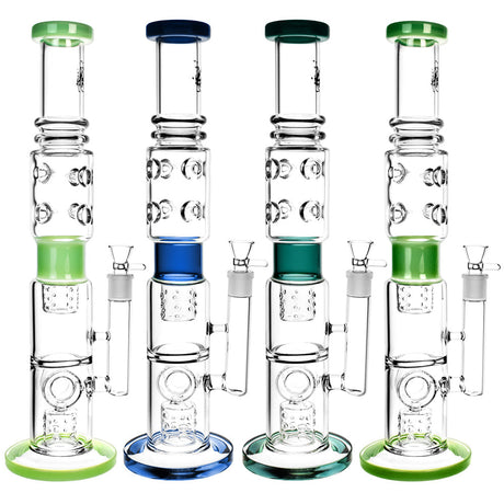 Pulsar Multi Perc Boss Water Pipes in various colors with dual percolators and 18" height
