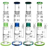 Pulsar Multi Perc Boss Water Pipes in various colors with dual percolators and 18" height