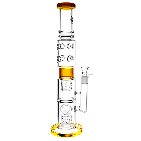 Pulsar Multi Perc Boss Water Pipe with amber accents, 18" height, on white background