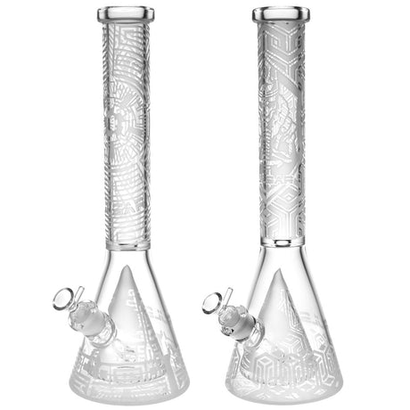 Pulsar Mystical Geometry Beaker Water Pipe, 16", front and angled views with intricate design