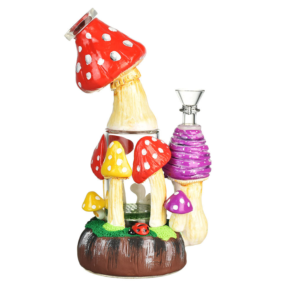 Pulsar Old School Shroom Water Pipe, 9" height, 14mm female joint, with colorful mushroom design