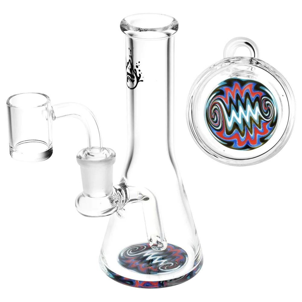 Pulsar Party on the Bottom Mini Rig - Compact 5.75" Borosilicate Glass Dab Rig with 90 Degree Joint