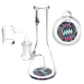 Pulsar Party on the Bottom Mini Rig - Compact 5.75" Borosilicate Glass Dab Rig with 90 Degree Joint
