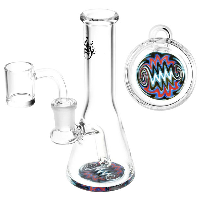 Pulsar Party on the Bottom Mini Rig - Compact 5.75" Borosilicate Glass Dab Rig with 90 Degree Joint