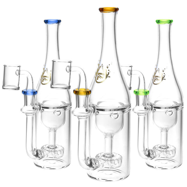 Pulsar Pass The Suds Bottle Dab Rigs with Recycler Design in Borosilicate Glass, 8.75" Tall, 14mm F