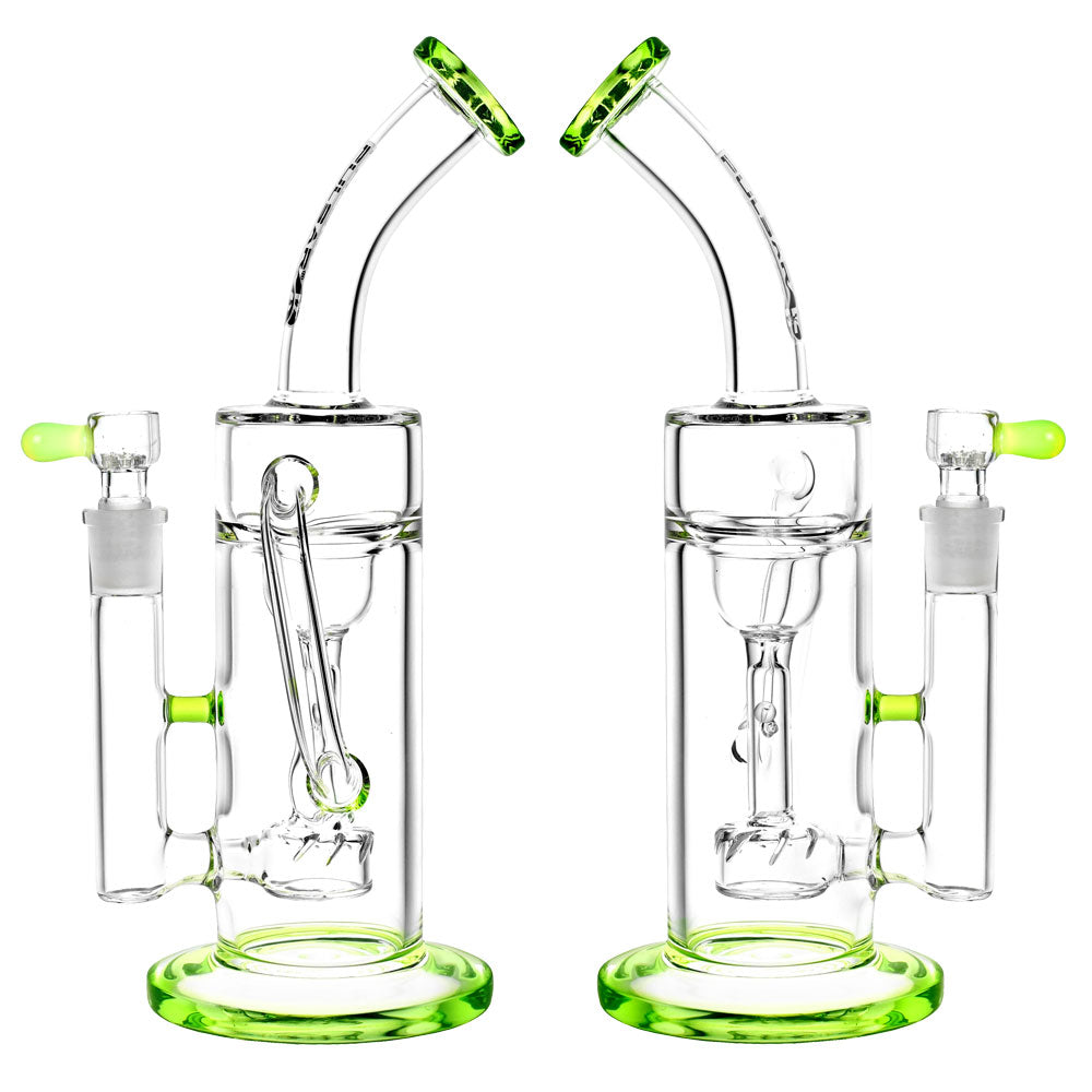 Pulsar Pearl Recycler Water Pipe with Disc Percolator, 10" Height, 90 Degree Joint, Front View
