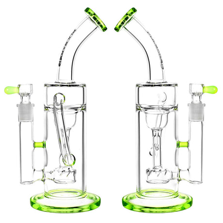 Pulsar Pearl Recycler Water Pipe with Disc Percolator, 10" Height, 90 Degree Joint, Front View