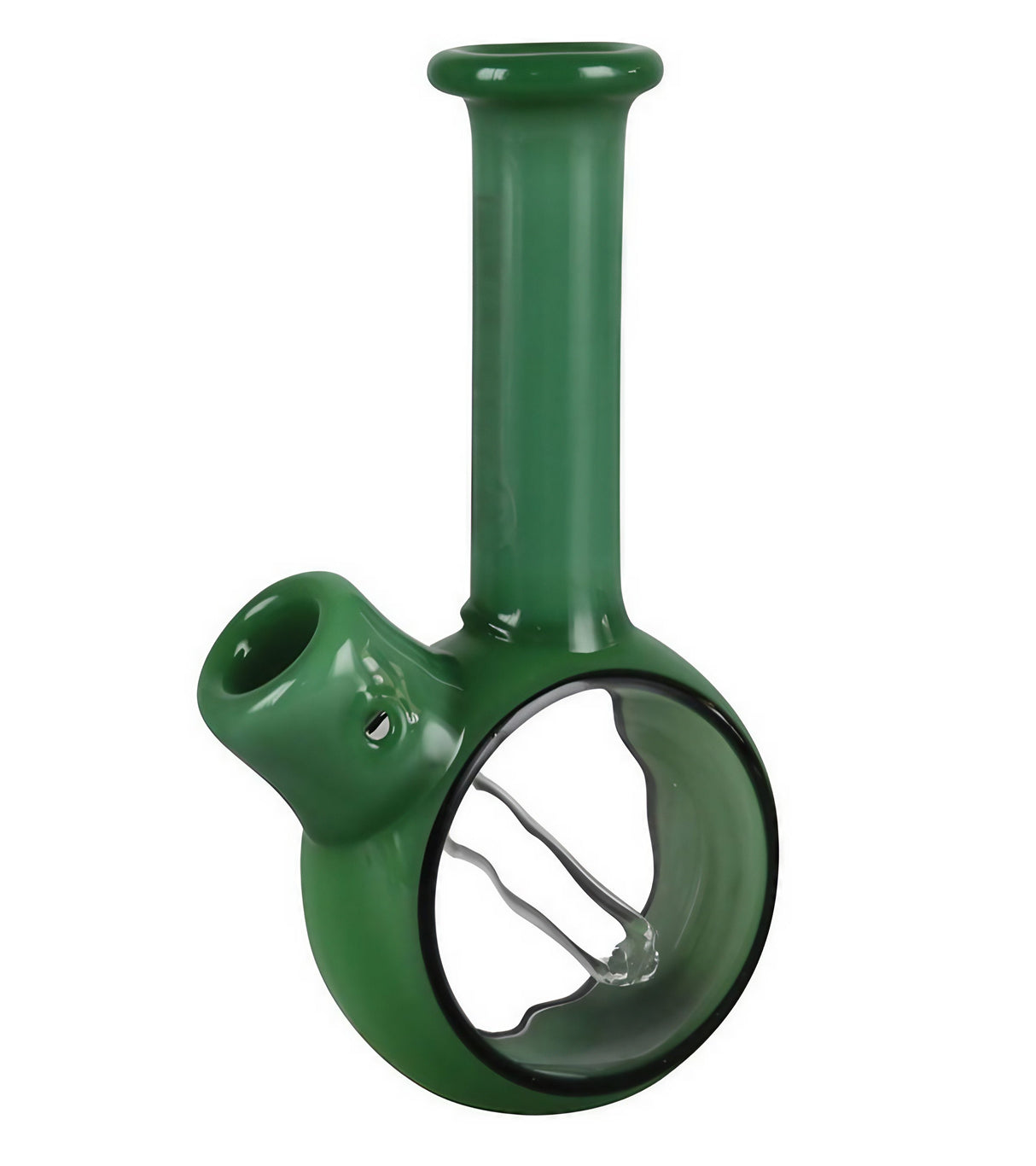 Pulsar Pocket Bubbler in green, compact 5.25" borosilicate glass, portable design, front view