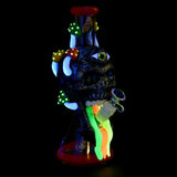 Pulsar Rainbow Puking Skull Beaker Water Pipe with glow-in-the-dark accents, 14mm F