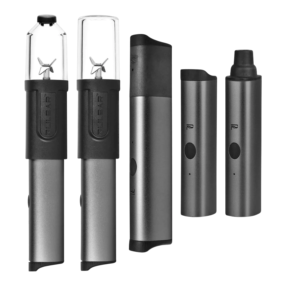 Pulsar Range Vape set for herbs & concentrates, front and side views, with ceramic material