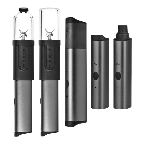 Pulsar Range Vape set for herbs & concentrates, front and side views, with ceramic material