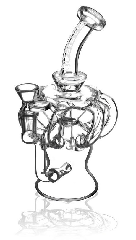 Pulsar Borosilicate Glass Recycler Waterpipe with Inline Perc, 8.25" tall, Front View