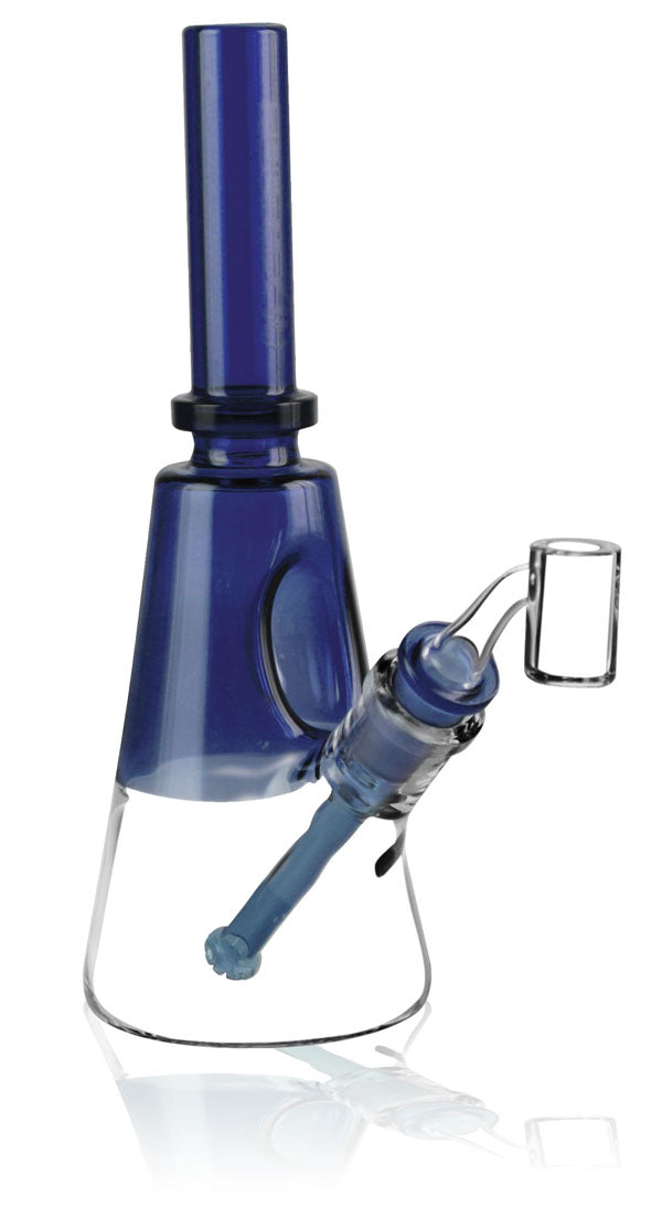 Pulsar Retro Oil Rig in Blue - 9"/14mm Female Joint for Dabbing, Side View on White Background
