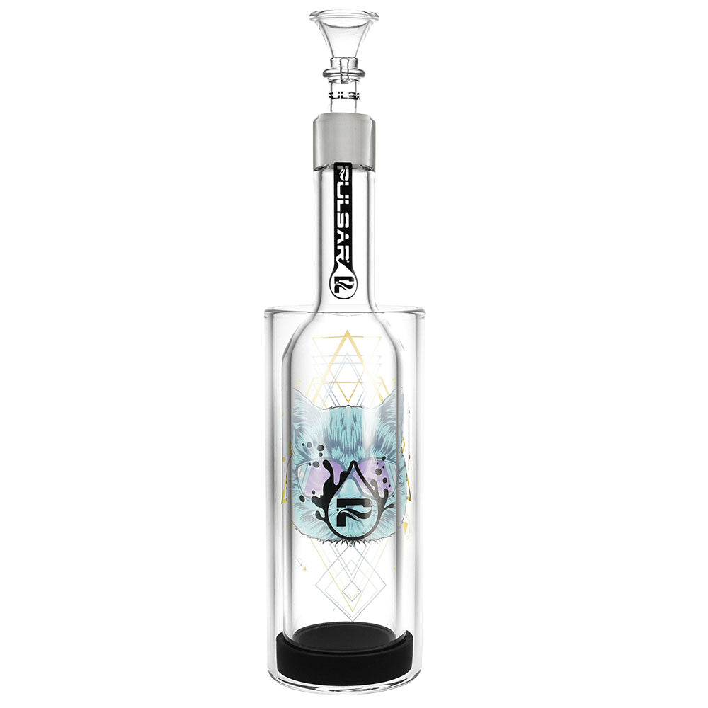 Pulsar Sacred Cat Gravity Bong, 11.5" tall, 19mm female joint, Borosilicate Glass, front view