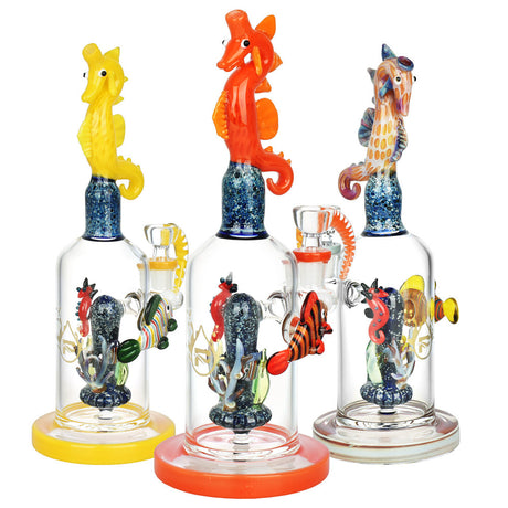 Pulsar Seahorse Ocean Reef Water Pipes | 10.75" | 14mm F | Colorful Borosilicate Glass | Front View