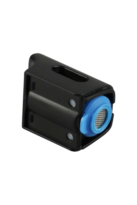 Pulsar Shift Vaporizer in black with blue trim, 3" quartz chamber, battery-powered, for dry herbs and concentrates