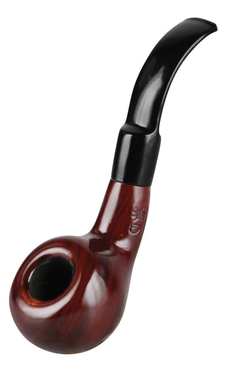 Pulsar Shire Pipes Bent Tomato hand pipe, 5.3", Cherry wood, side view on white background