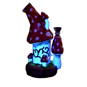 Pulsar Shroom House Water Pipe, 9 inch with 14mm female joint and honeycomb percolator, front view