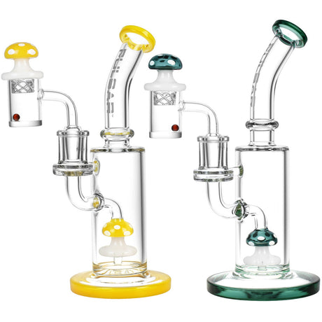 Pulsar Shroom Rig Set with Carb Cap in various colors, featuring showerhead percolator, side view.