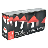 Pulsar Shrooming LED String Light Set packaging, 12ft with 10 red and white mushroom lights